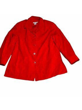Red Button-Up Womens Jacket With Collared Neckline & Lightweight Design